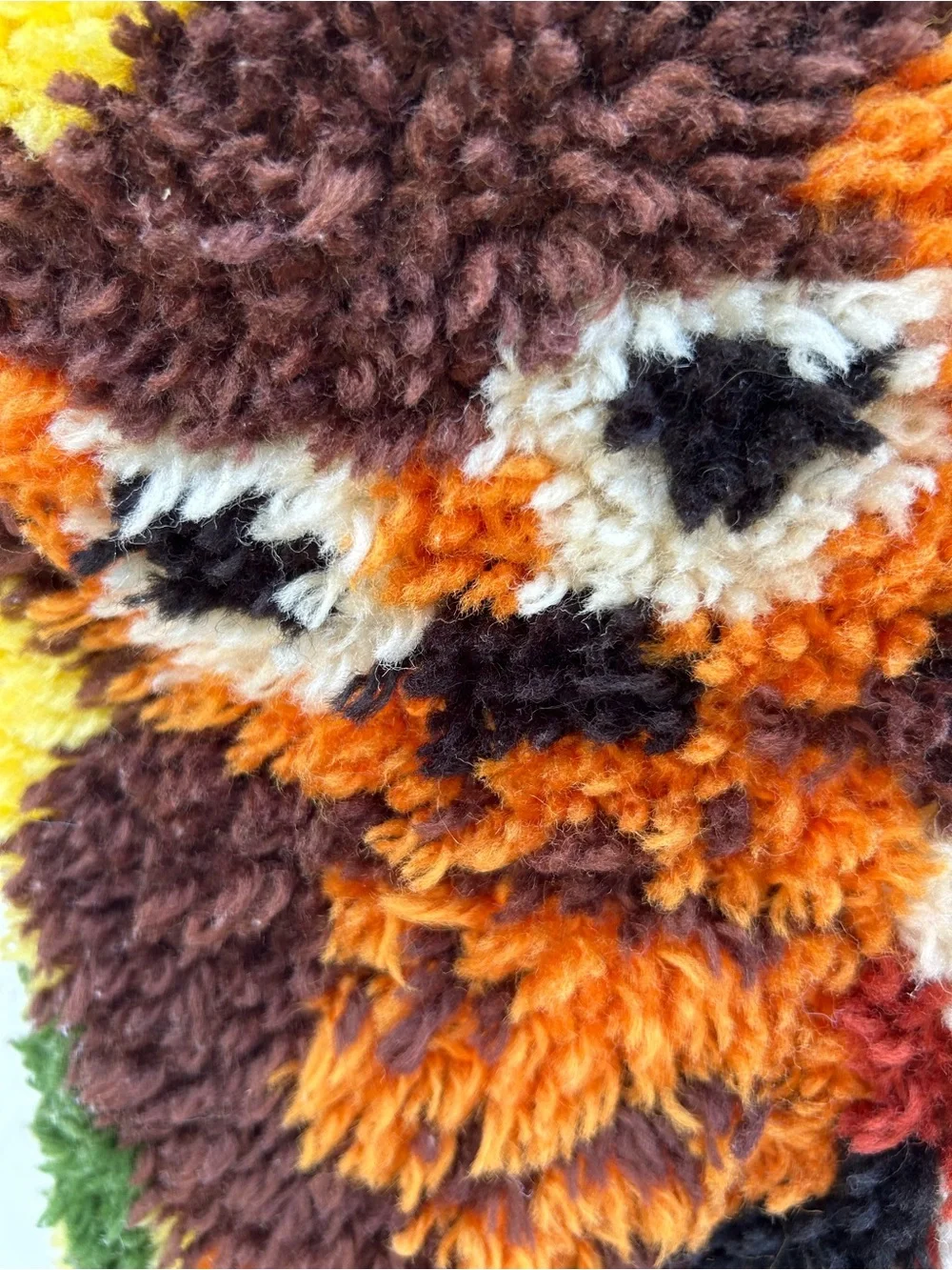 Vintage Pillow Handmade Yellow Owl Latch Hook Cottagecore Throw 12x12